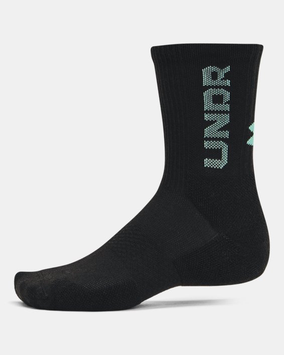 Unisex UA 3-Maker 3-Pack Mid-Crew Socks, Black, pdpMainDesktop image number 2